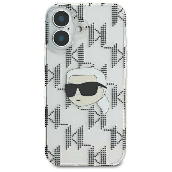 Karl Lagerfeld iPhone 16 - IML Karl Head Electroplated Σκληρή Θήκη με Πλαίσιο Σιλικόνης - Διάφανη - KLHCP16SHKLPKHT