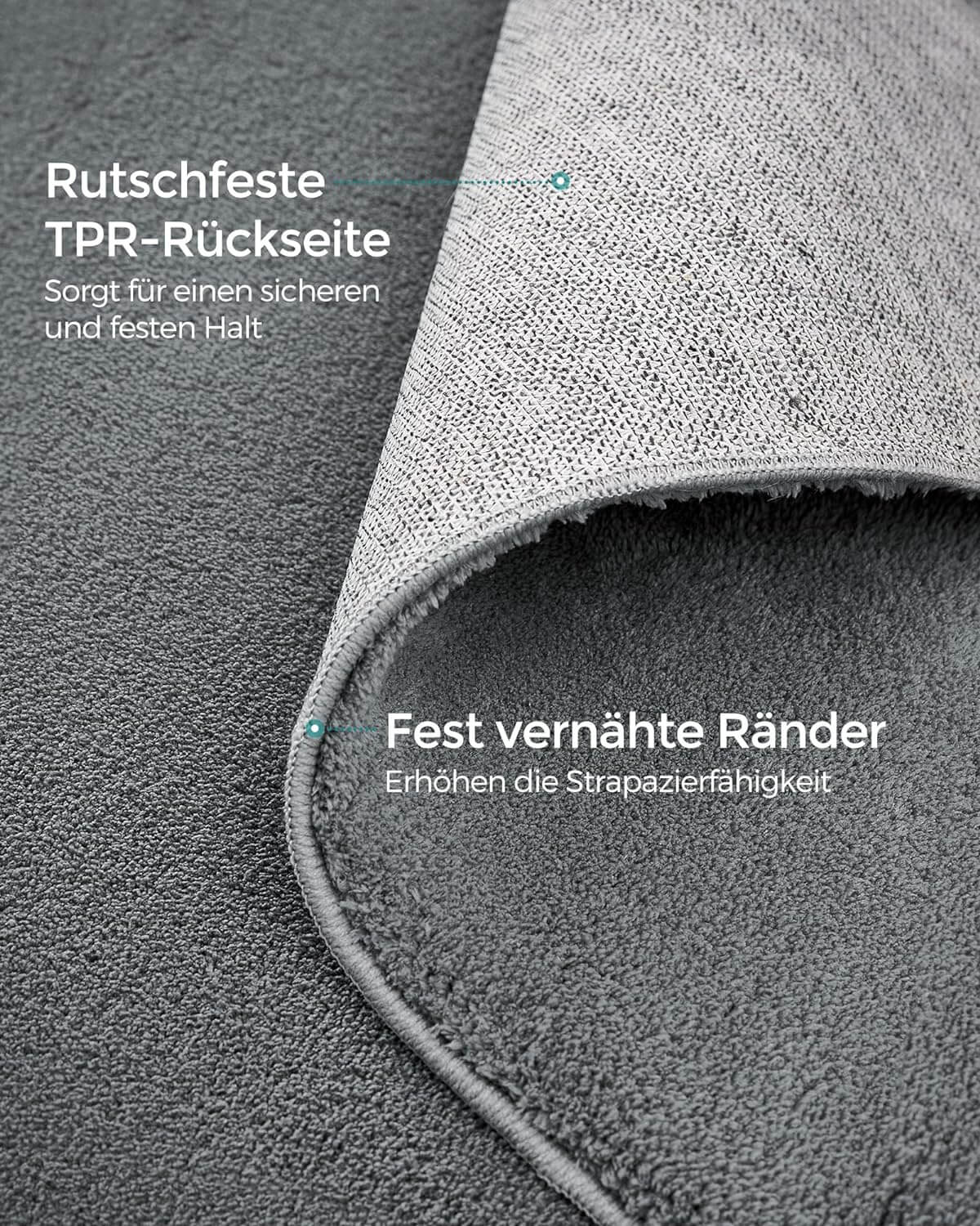 Songmics Αντιολισθητικό Χαλί από Πολυεστέρα - 80 x 150 cm - Dove Grey - TAR011G01