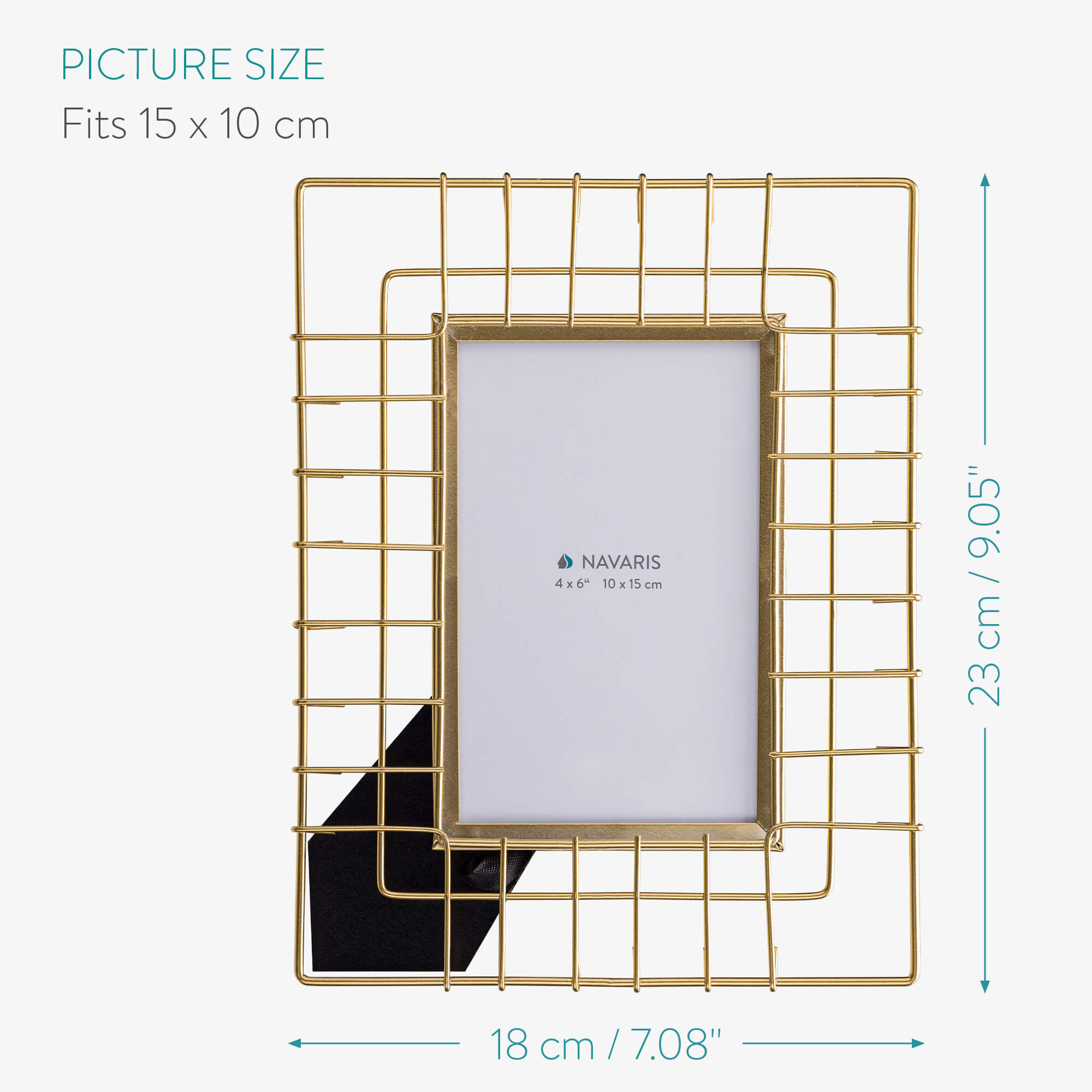 Navaris Μεταλλική Κορνίζα για Φωτογραφίες 10 x 15 cm - Gold - 54642.1.81