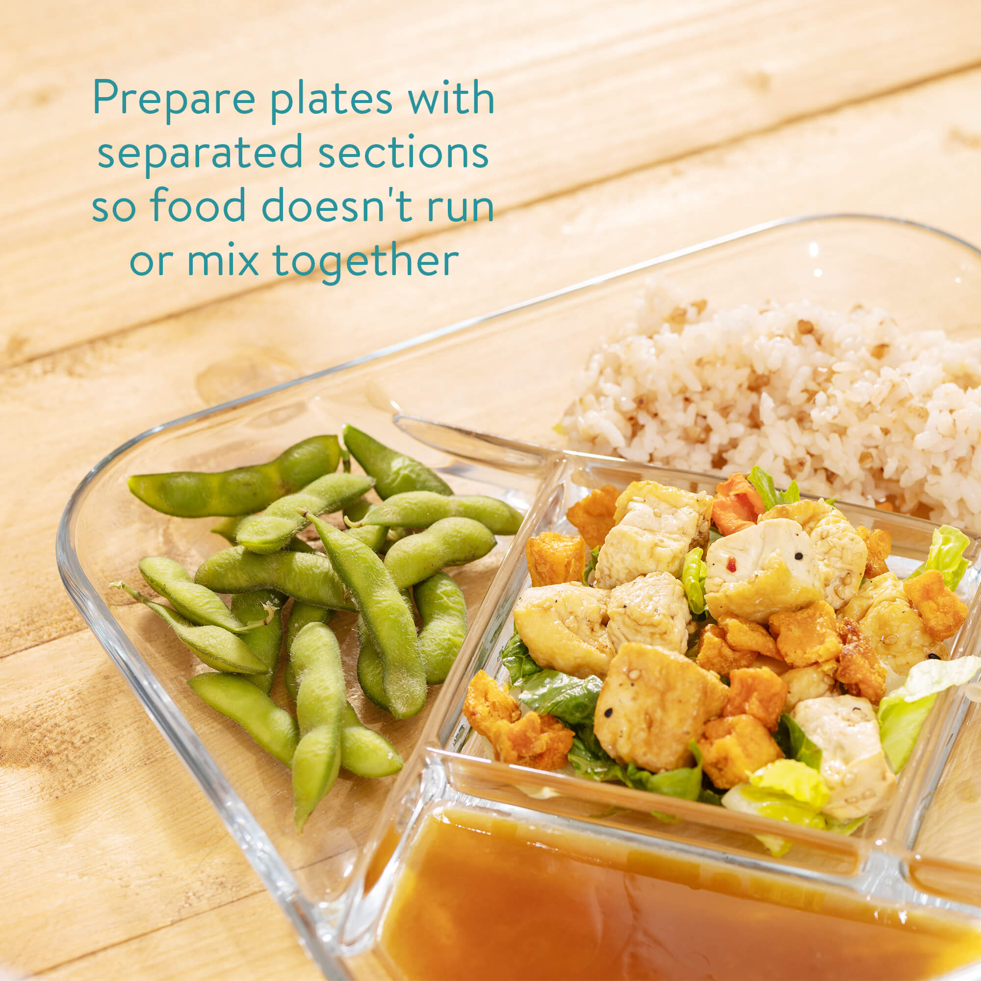 Navaris Σετ με 2 Γυάλινα Πιάτα με Διαχωριστικά - Διάφανα / Blue - 55919.02