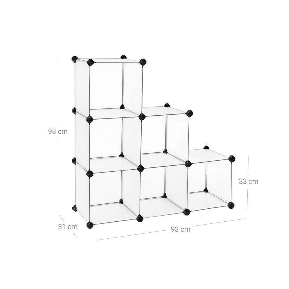 Songmics Πλαστική Παπουτσοθήκη με 6 Ράφια - White - LPC111S