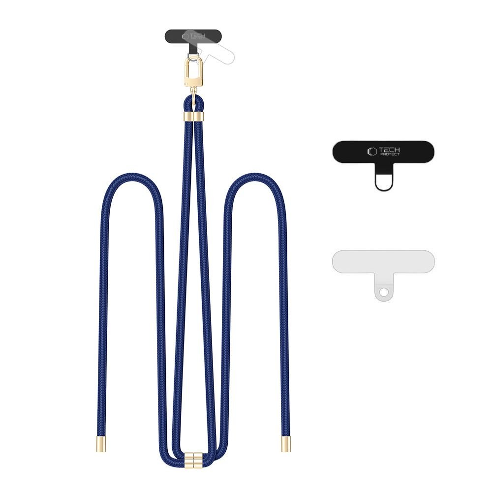 Tech - Protect C7S Rope CrossBody Strap - Universal Λουράκι για Θήκη Κινητού - Navy Blue / Gold