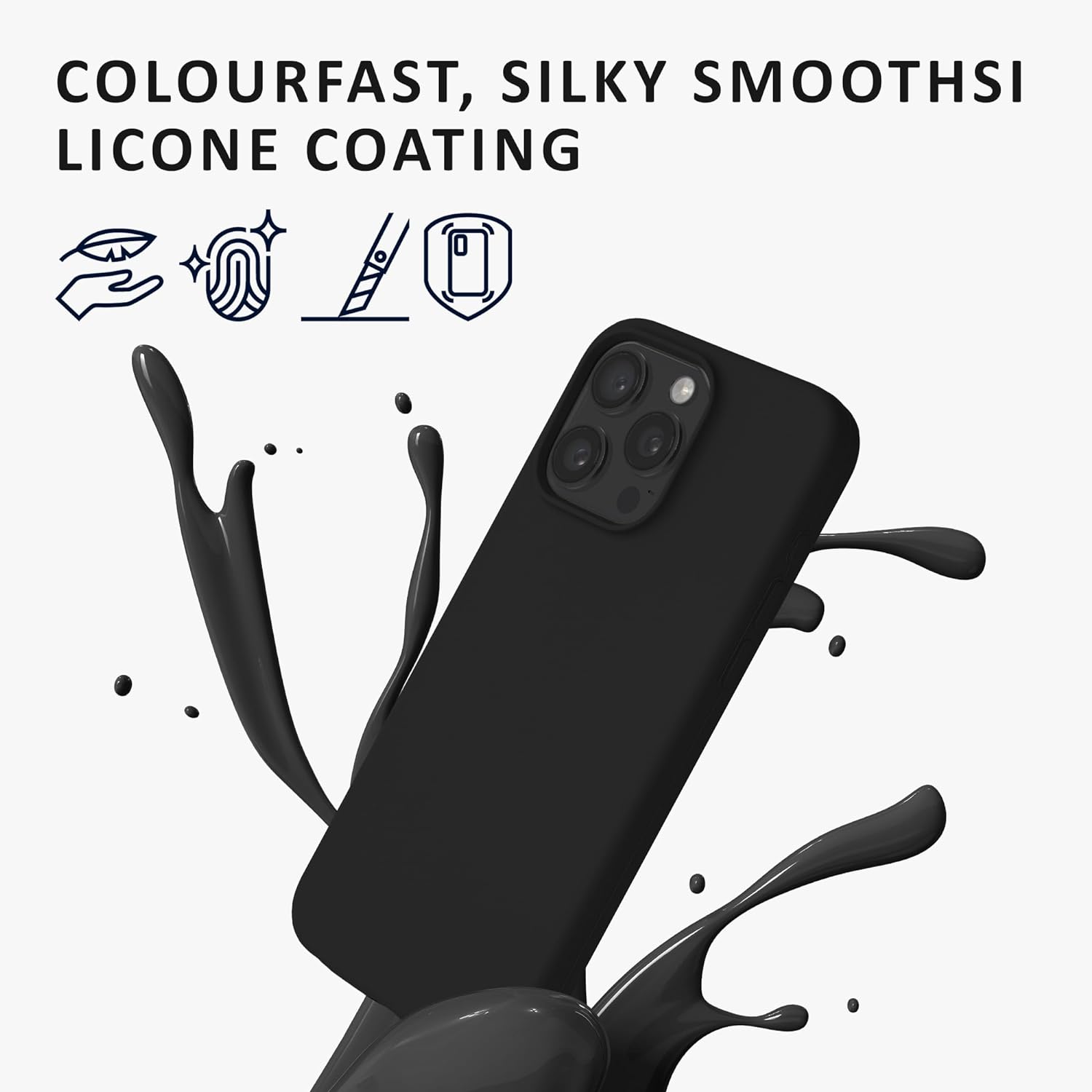 Kalibri iPhone 15 Pro Max Θήκη Σιλικόνης Rubberized TPU - Black