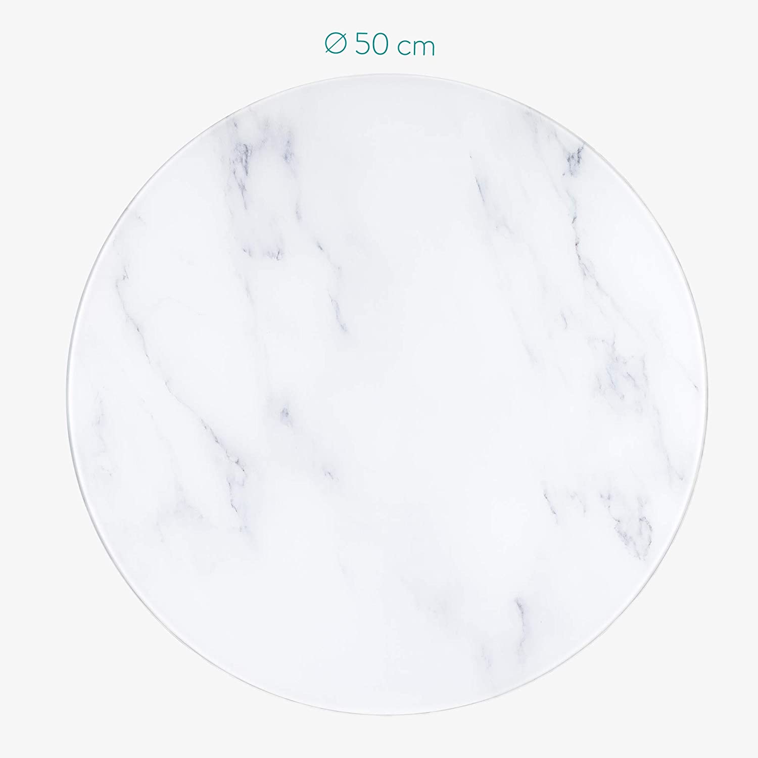 Navaris Στρόγγυλος Μαγνητικός Γυάλινος Πίνακας - 50cm - Design White Marble - 53030.01.16