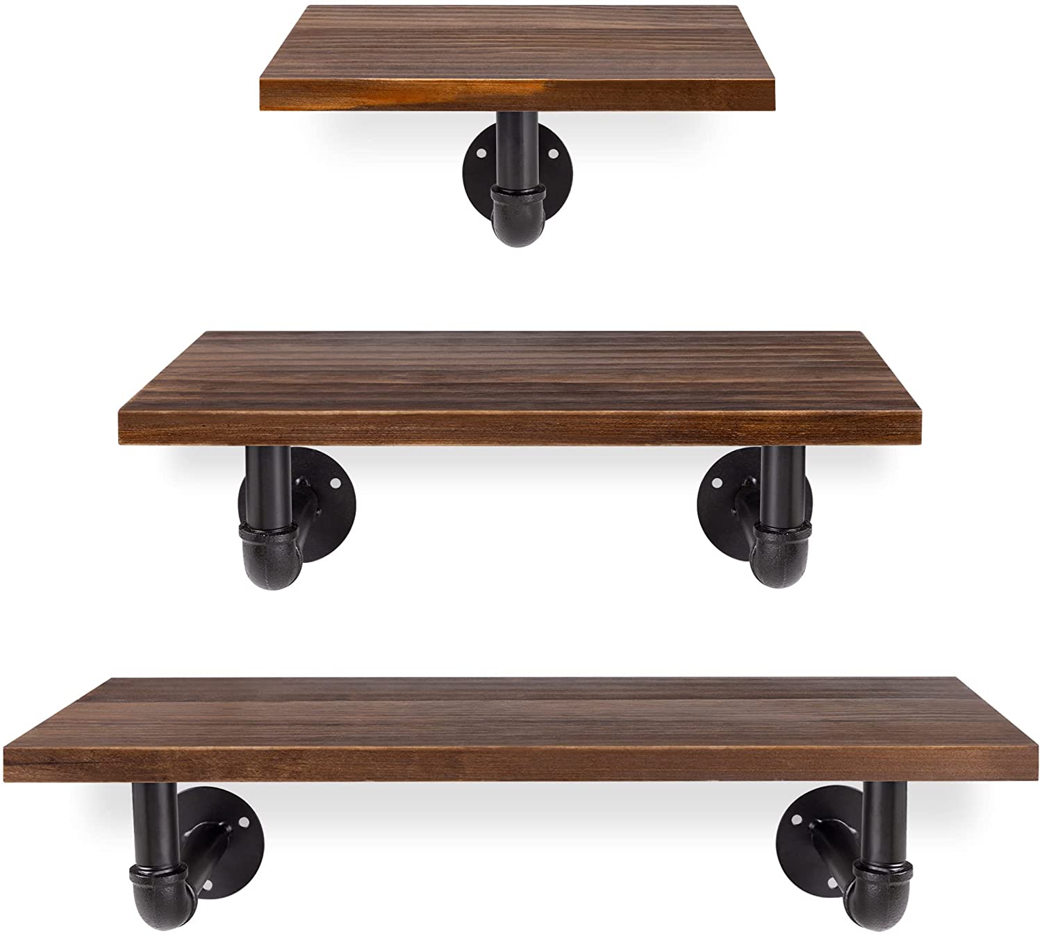 Navaris Σετ 3 Ράφια Διαφορετικού Μεγέθους με Βάση - Dark Brown - 50683.2.18