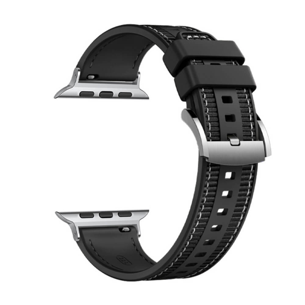 Techsuit Λουράκι Apple Watch 2/3/4/5/6/7/8/9/10/11 - SE (1/2/3) - 38/40/41/42mm Watchband Σιλικόνης W051 - Black