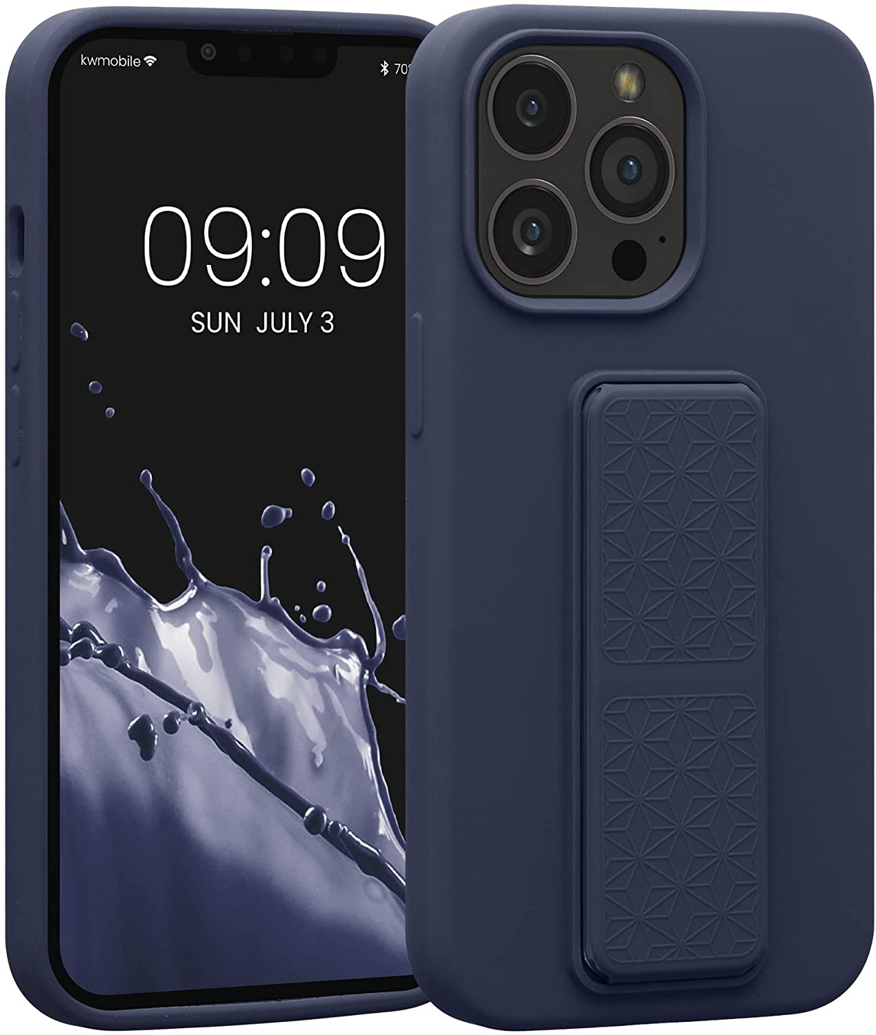KW iPhone 13 Pro Θήκη Σιλικόνης TPU με Finger Holder - Blueberry - 58277.186