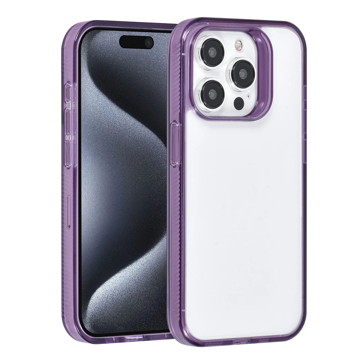 Tuniq iPhone 15 Pro - Σκληρή Θήκη με Πλαίσιο Σιλικόνης - Ημιδιάφανο Μοβ / Διάφανο