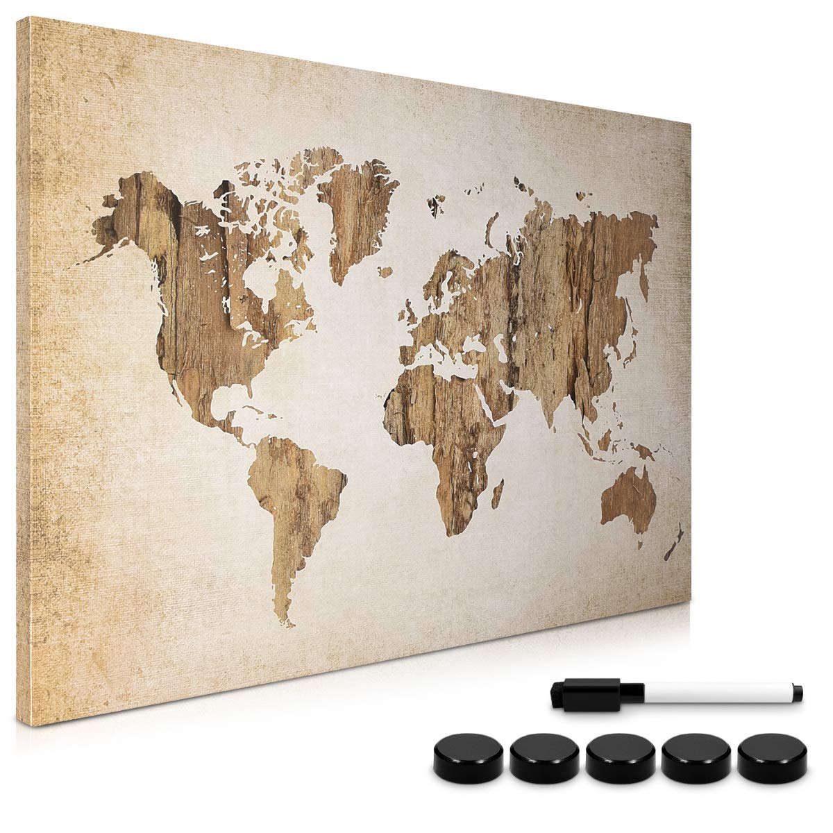 Navaris Magnetic Notice Memo Board 60 x 40 cm - Μαγνητικός Πίνακας - Design Vintage World Map - 45365.01