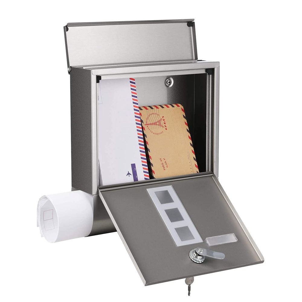 Songmics Επιτοίχιο Μεταλλικό Γραμματοκιβώτιο με Κλειδαριά - Silver - GMB020S02