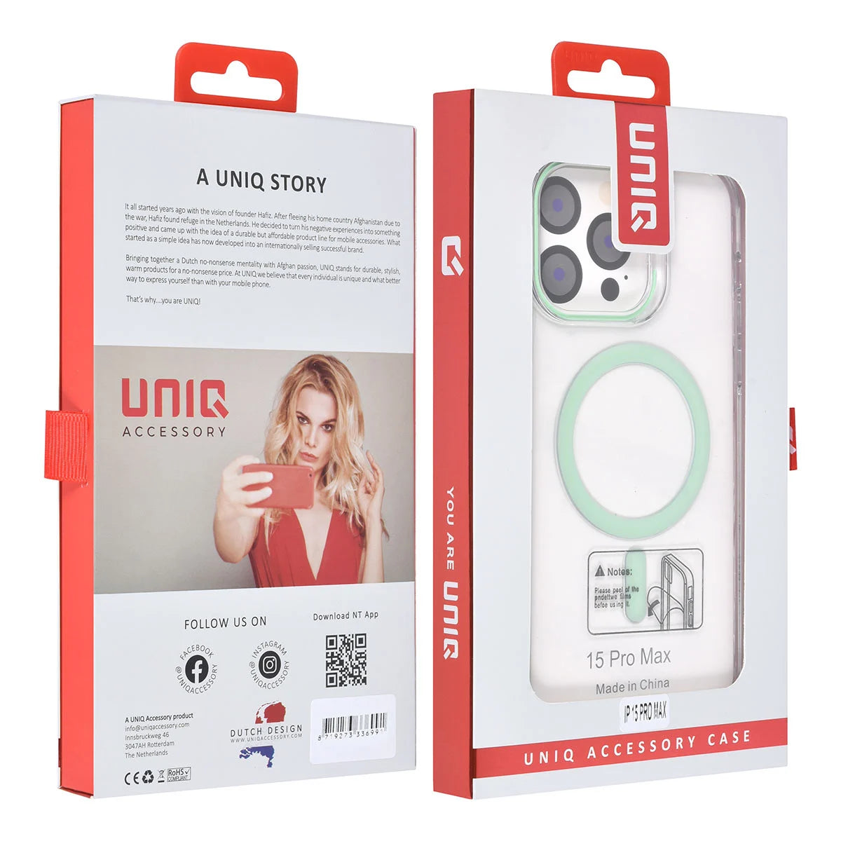 Tuniq iPhone 15 Pro Max - MagSafe Σκληρή Θήκη με Πλαίσιο Σιλικόνης - Διάφανη / Πράσινη