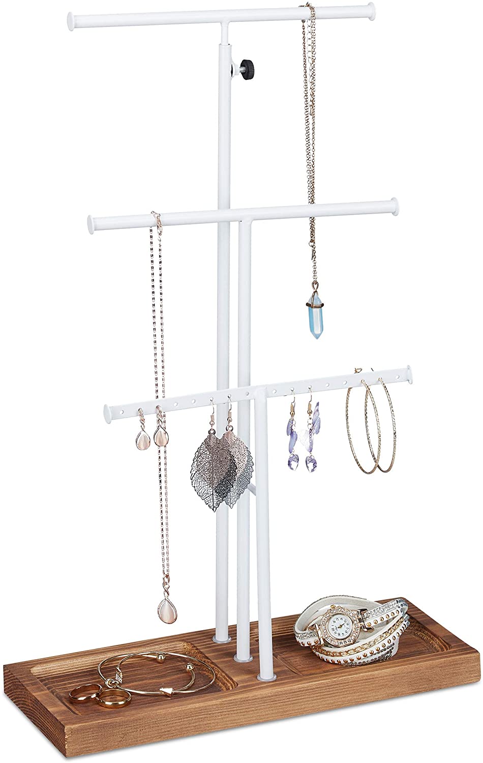 Relaxdays Σταντ Κοσμημάτων σε Σχήμα Τ - White / Brown - 4052025895396