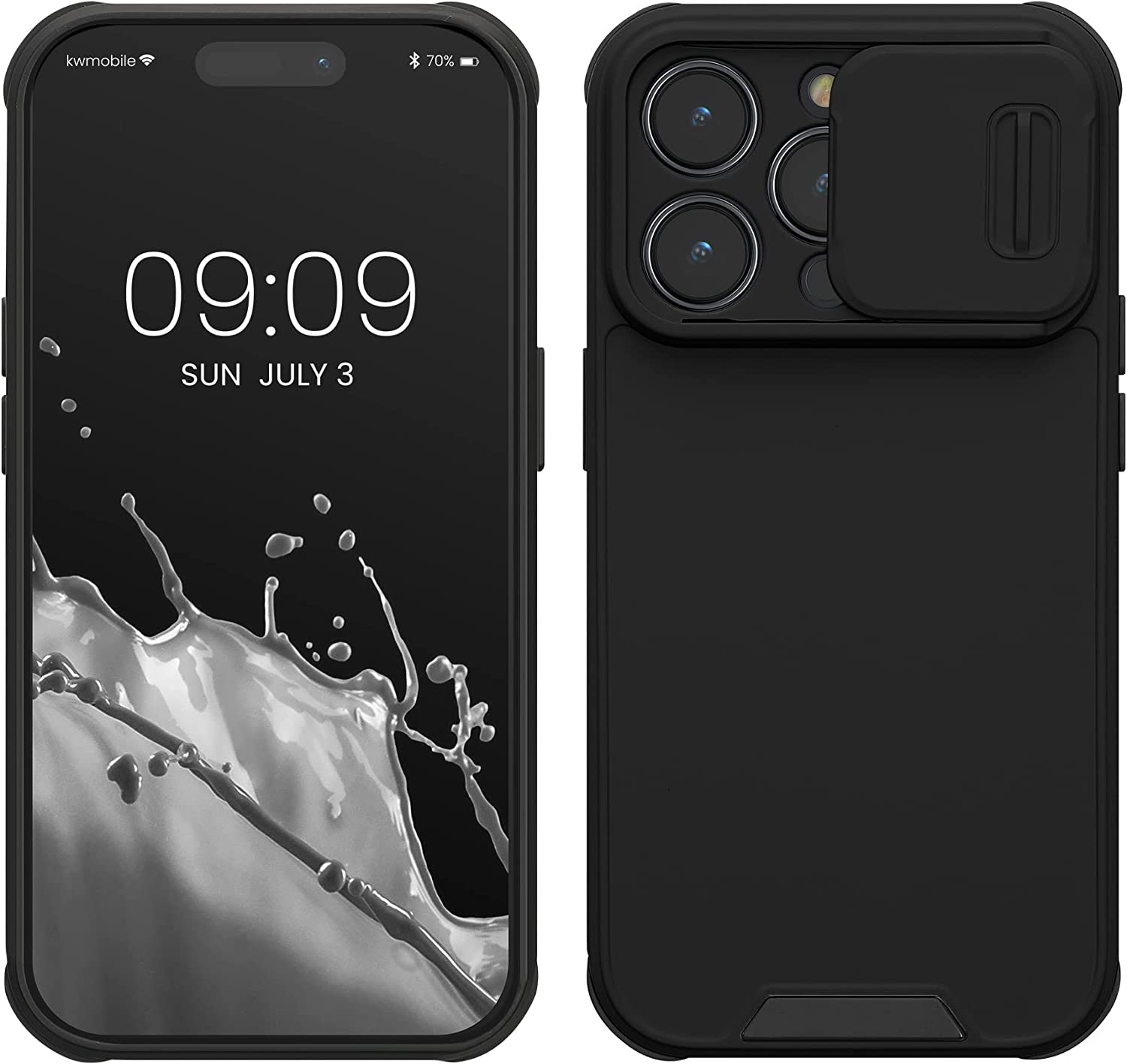 KW iPhone 14 Pro Hybrid Σκληρή Θήκη με Πλαίσιο Σιλικόνης TPU και Κάλυμμα για την Κάμερα - Black - 60354.01