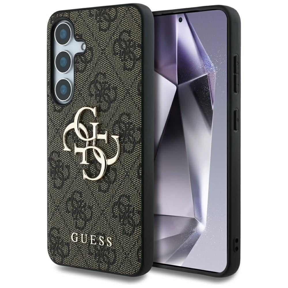 Guess Samsung Galaxy S25 - 4G Big Metal Logo - Θήκη με Επένδυση Συνθετικού Δέρματος - Brown - GUHCS25S4GMGBR