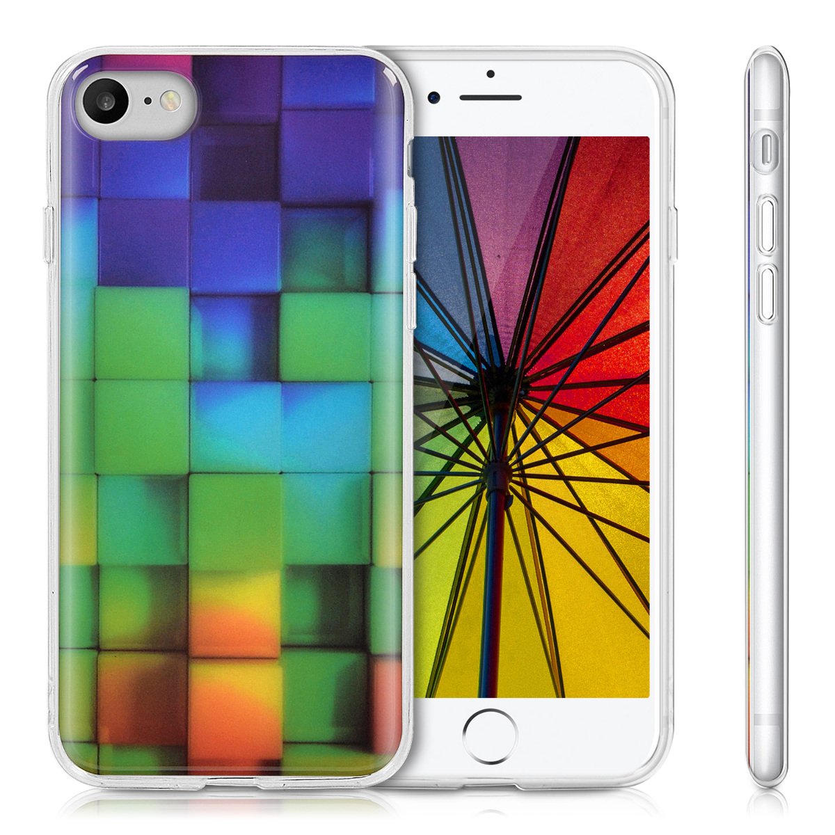 KW iPhone SE 2022 / SE 2020 / 7 / 8 Θήκη Σιλικόνης TPU Design Rainbow Cubes - Mutlicolor - 39459.01