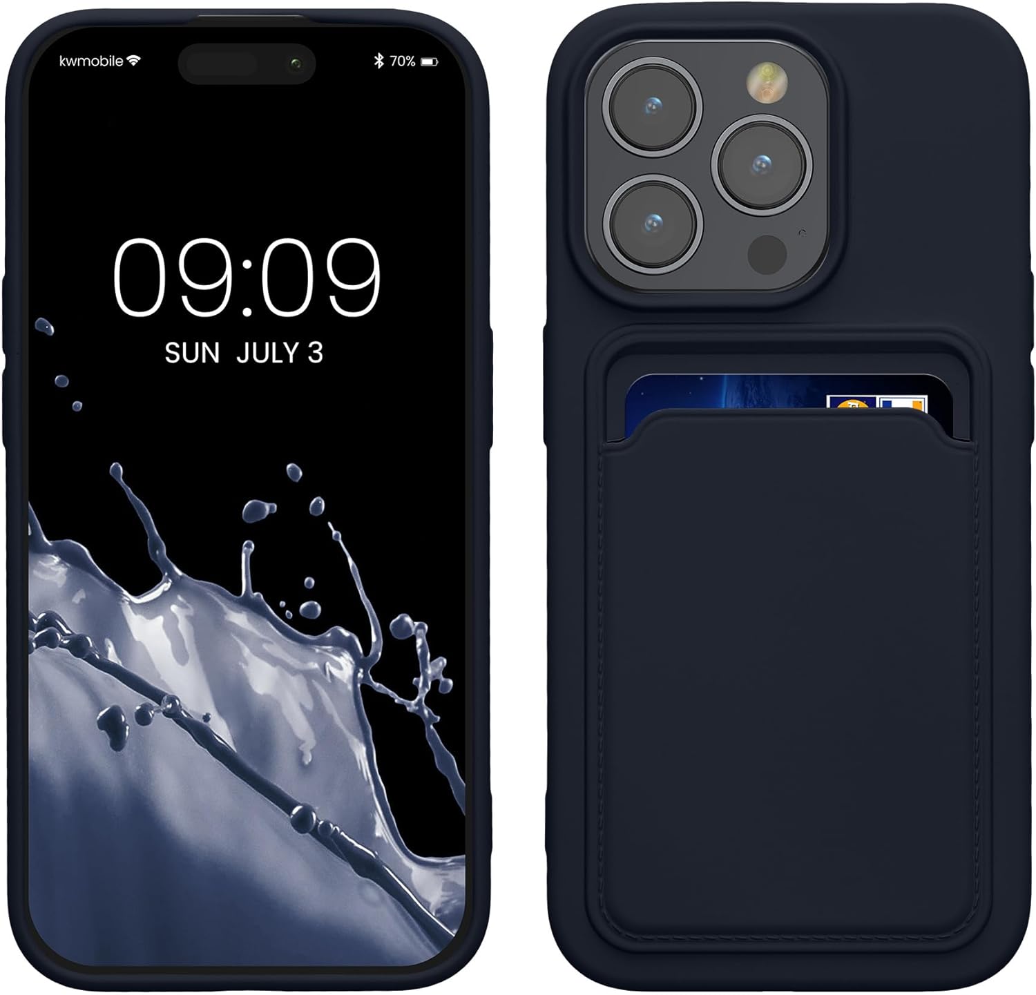 KW iPhone 15 Pro Θήκη Σιλικόνης TPU με Υποδοχή για Κάρτα - Dark Blue