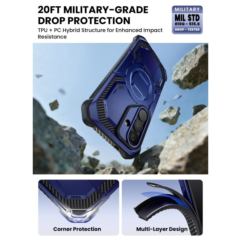 i - Blason Samsung Galaxy S26 - Σκληρή Θήκη MagSafe με Προστασία Οθόνης και Stand - Armorbox Mag - Cobalt Blue