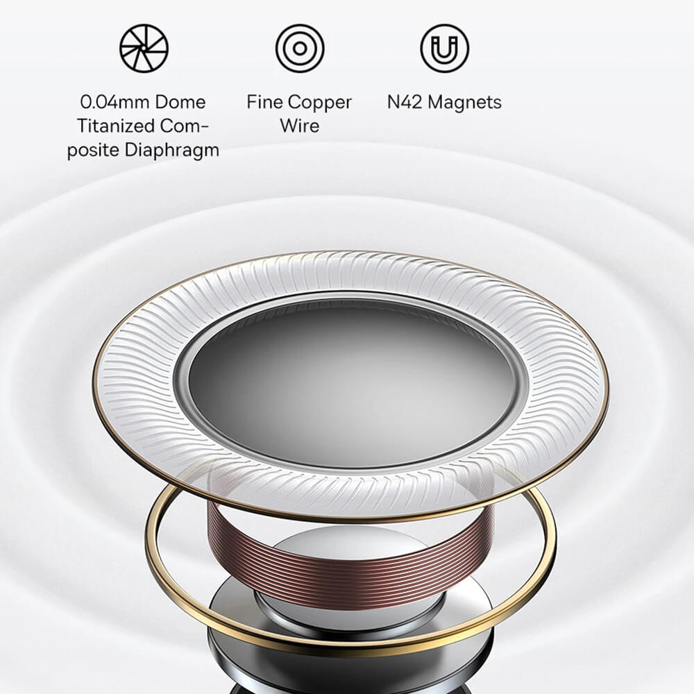 Baseus Bowie M2 - TWS Bluetooth 5.3 - Ασύρματα ακουστικά για Κλήσεις / Μουσική - Moon White