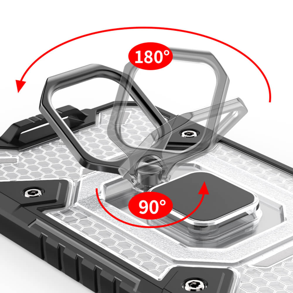 Techsuit iPhone 13 Pro Honeycomb Armor Σκληρή Θήκη με Πλαίσιο Σιλικόνης και Δαχτυλίδι Συγκράτησης - Black