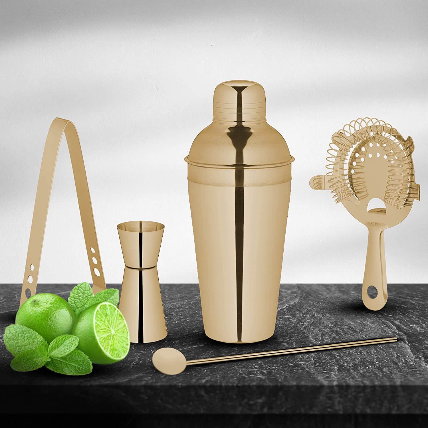 Relaxdays Σετ Κοκτέιλ 5 Τεμαχίων από Ανοξείδωτο Ατσάλι - Gold - 4052025983260