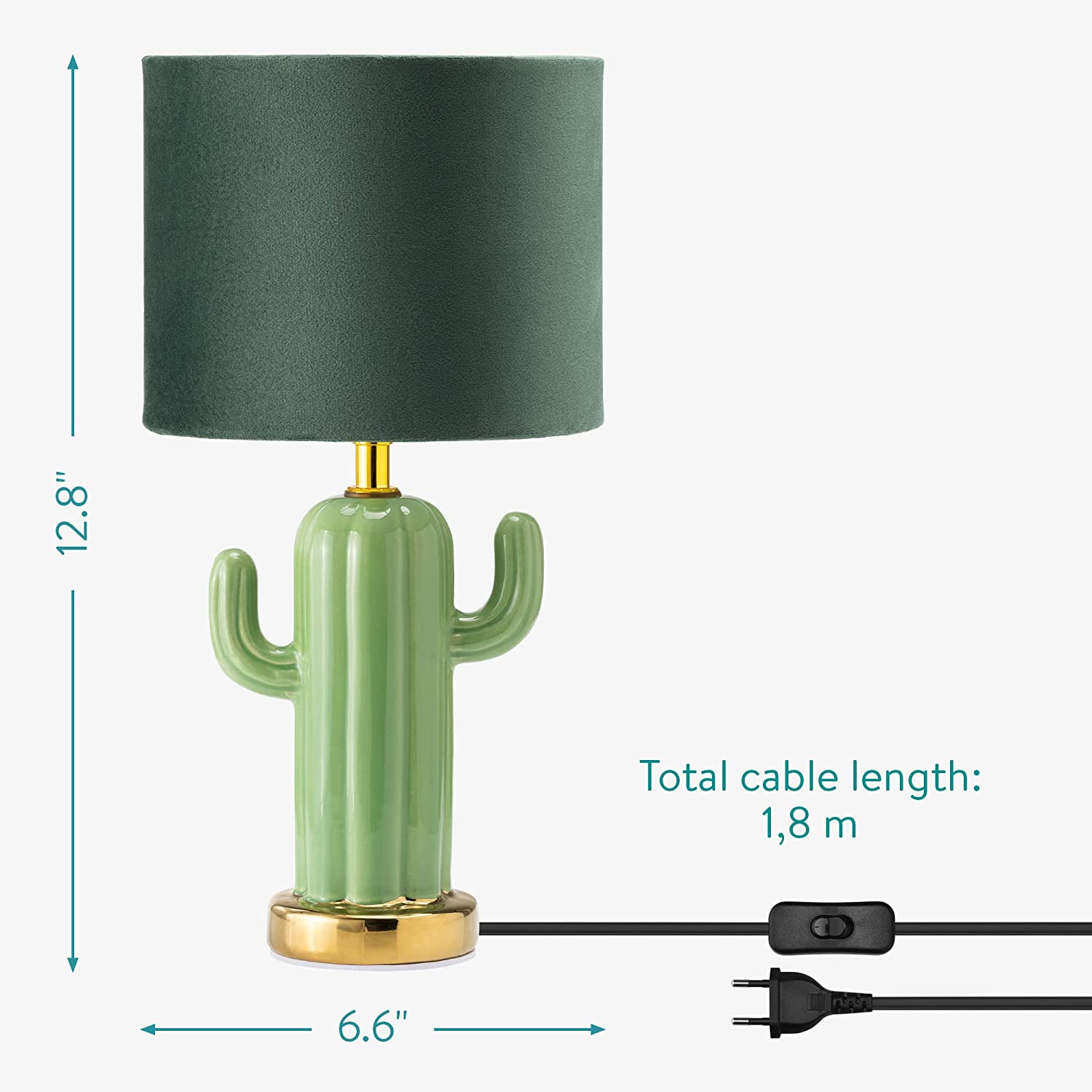 Navaris Επιτραπέζιο Φωτιστικό - Design Cactus - Green - 58016.01.07
