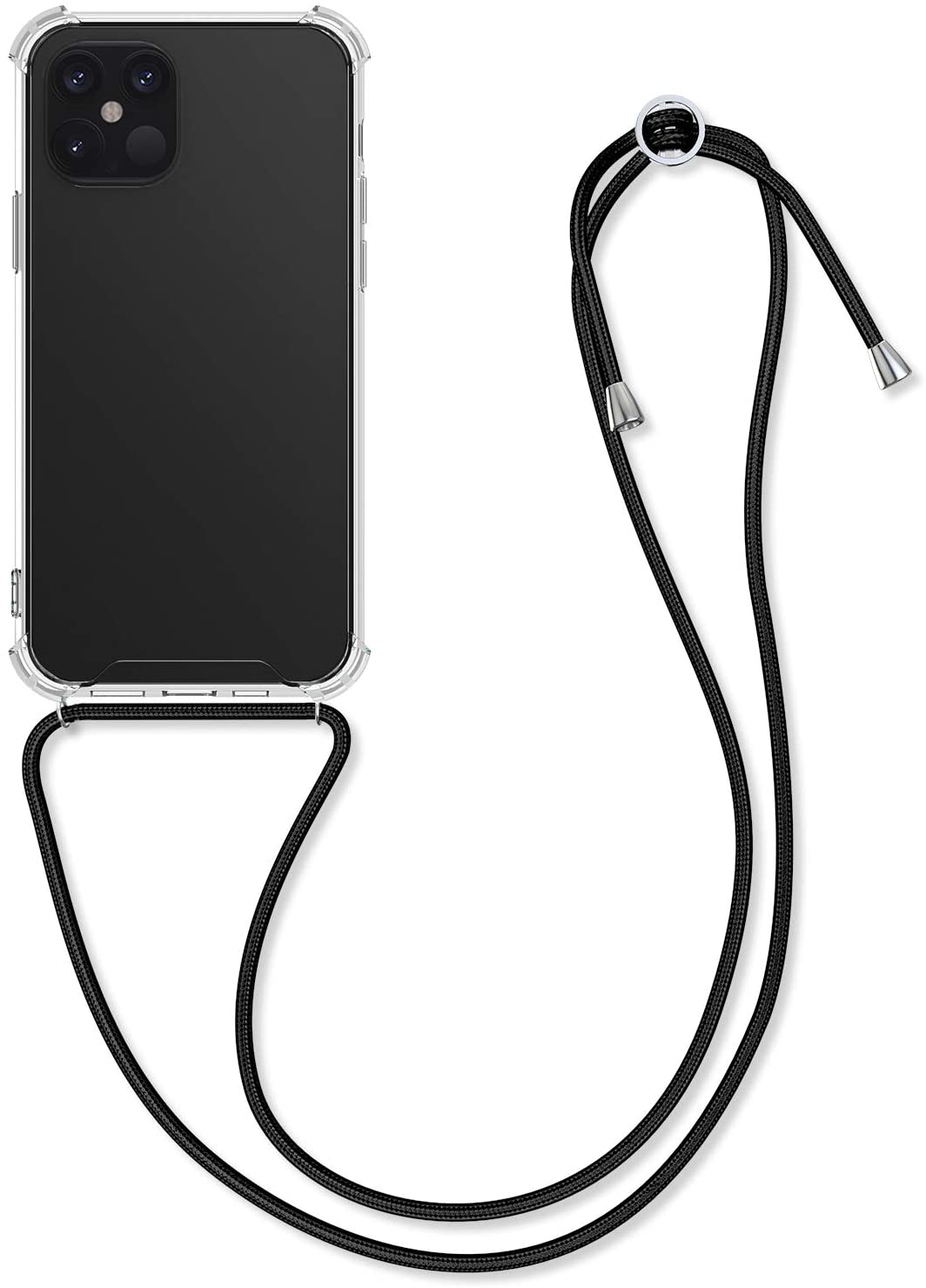 KW iPhone 12 Pro Max Θήκη Σιλικόνης TPU με Λουράκι - Διάφανη / Black - 52732.01