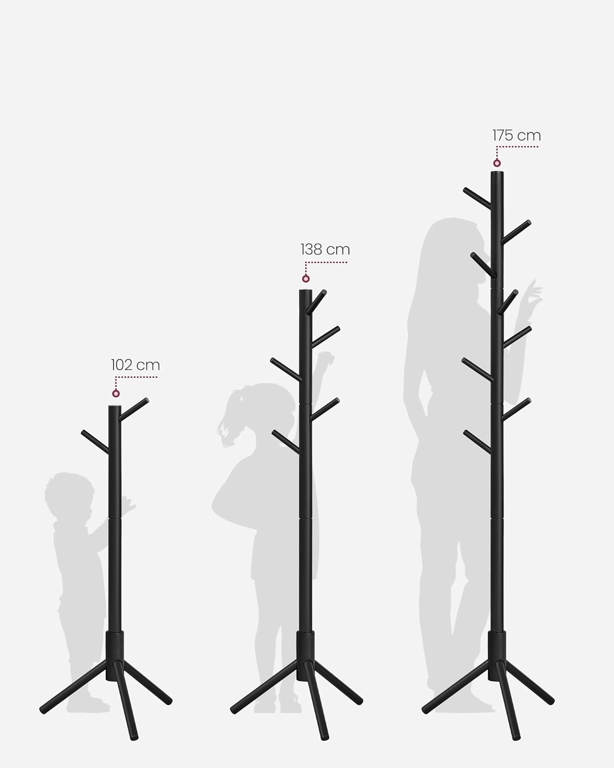 Vasagle Επιδαπέδια Ξύλινη Κρεμάστρα με Ρυθμιζόμενο Ύψος - Black - RCR004B01