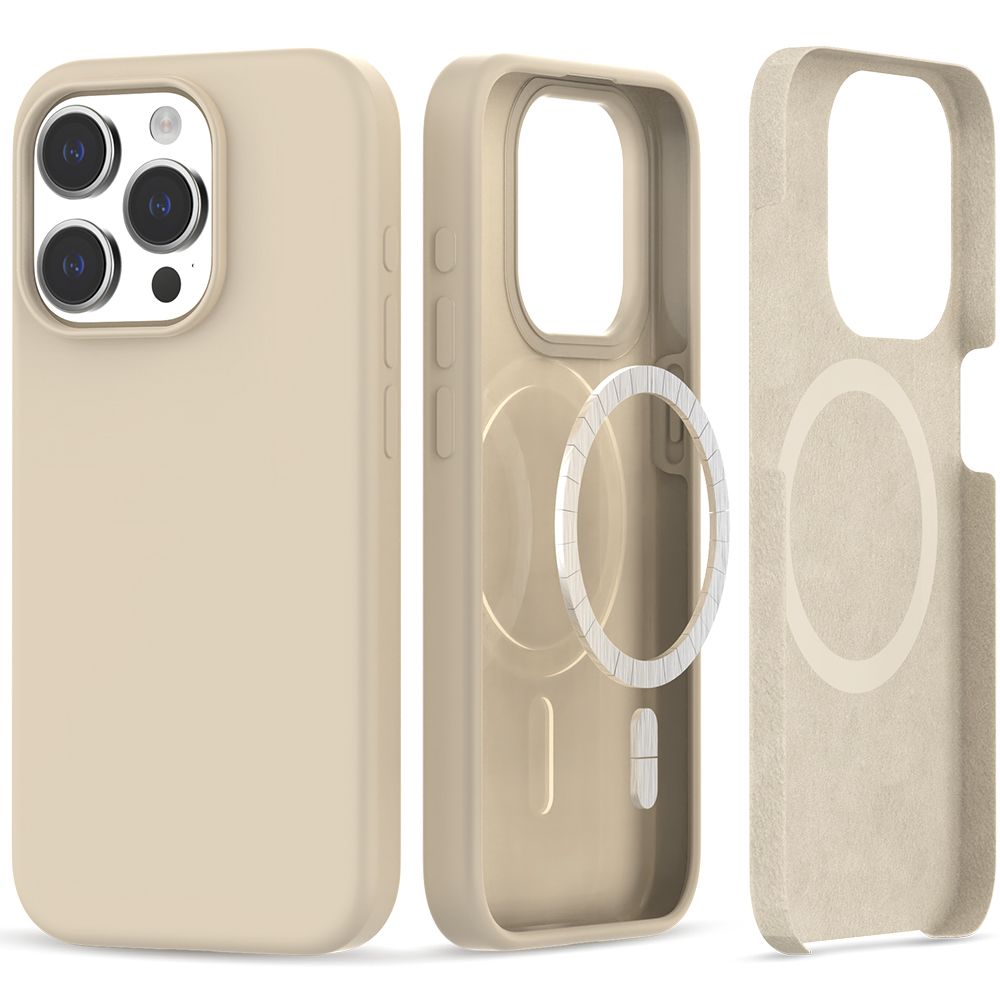 Tech-Protect iPhone 15 Pro Silicone Magsafe Θήκη Σιλικόνης TPU - Sand Beige