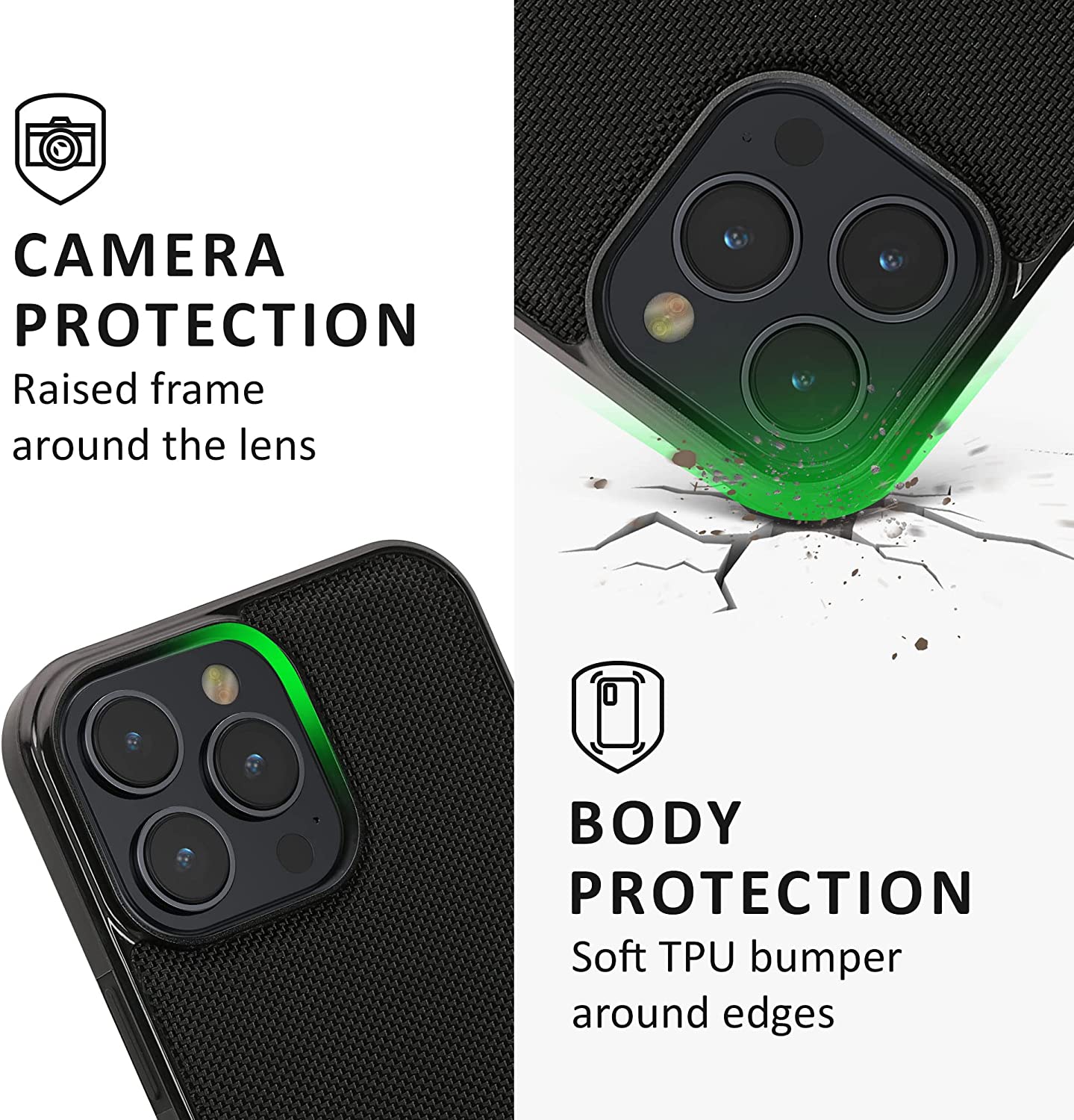 Kalibri iPhone 14 Pro Max Nylon Fiber Σκληρή Θήκη με Πλαίσιο Σιλικόνης - Black - 60536.01