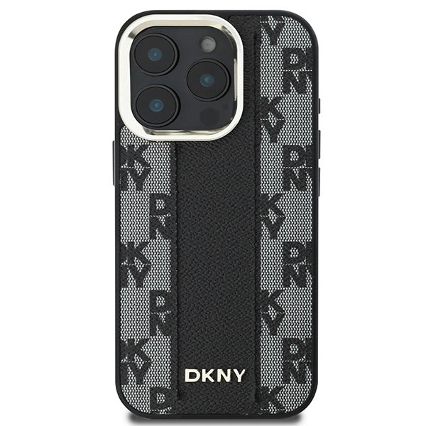 DKNY iPhone 16 Pro Max - Checkered Pattern - MagSafe Σκληρή Θήκη με Επένδυση Συνθετικού Δέρματος - Black