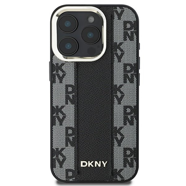 DKNY iPhone 16 Pro Max - Checkered Pattern - MagSafe Σκληρή Θήκη με Επένδυση Συνθετικού Δέρματος - Black