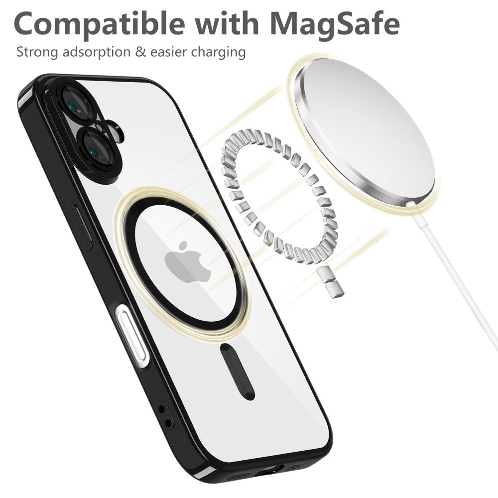 Tech-Protect iPhone 16 MagFlex Θήκη Σιλικόνης TPU με MagSafe - Διάφανη / Shiny Black
