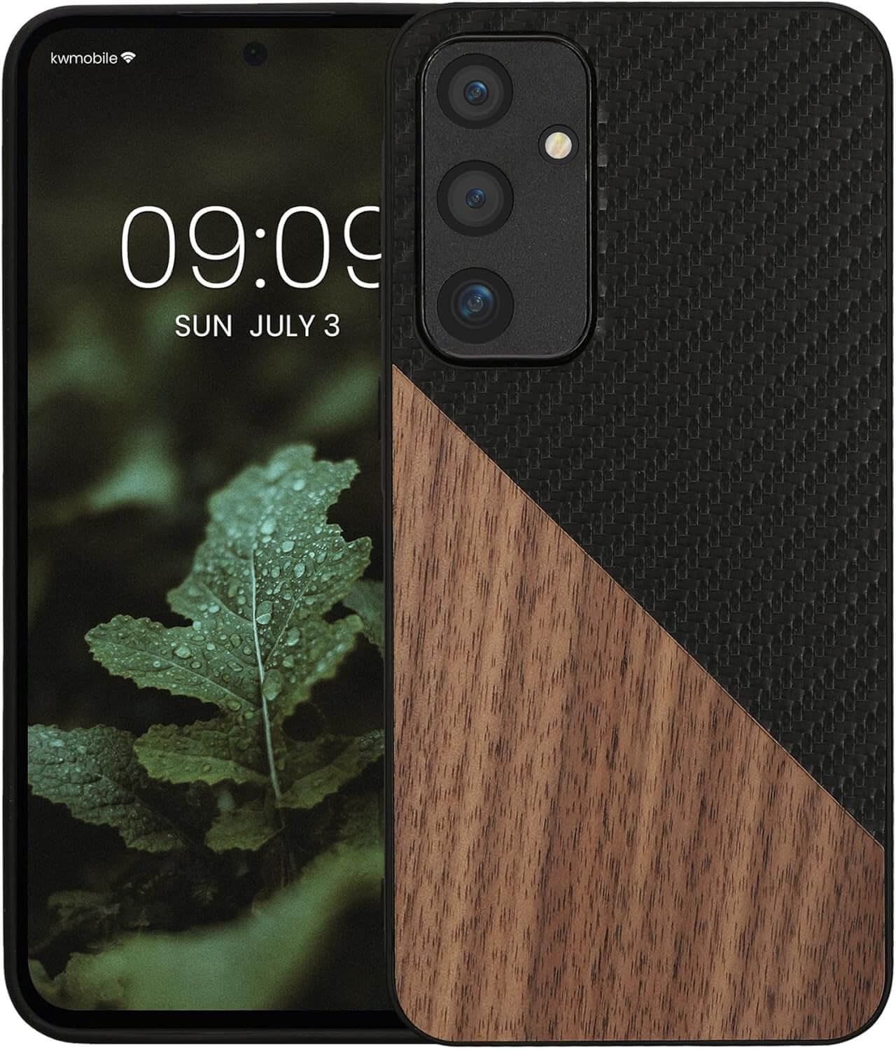 KW Samsung Galaxy A55 5G Θήκη από Φυσικό Ξύλο και Carbon - Dark Brown / Black