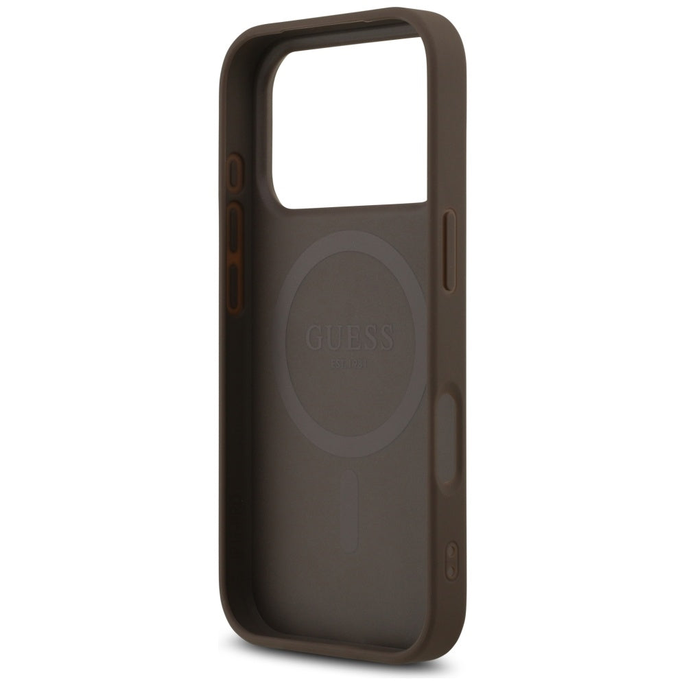 Guess iPhone 17 Pro - 4G Printed Stripes MagSafe - Θήκη με Επένδυση Συνθετικού Δέρματος - Brown - GUHMP17LP4RPSW