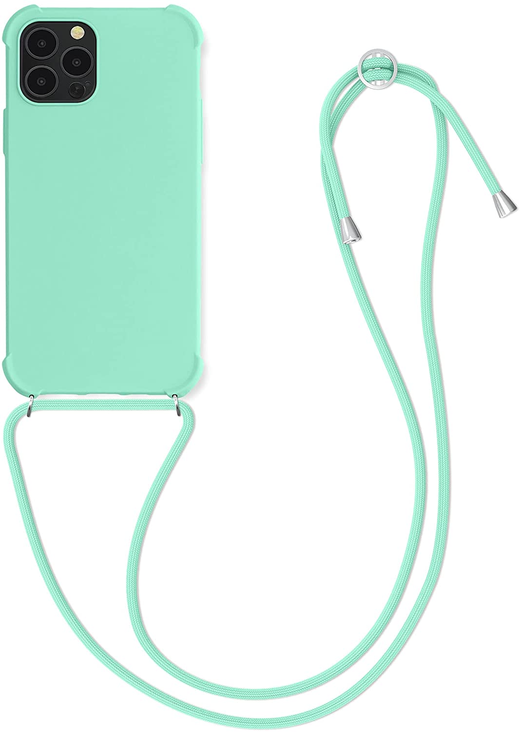 KW iPhone 12 Pro Max Θήκη Σιλικόνης TPU με Λουράκι - Mint Green - 54140.71