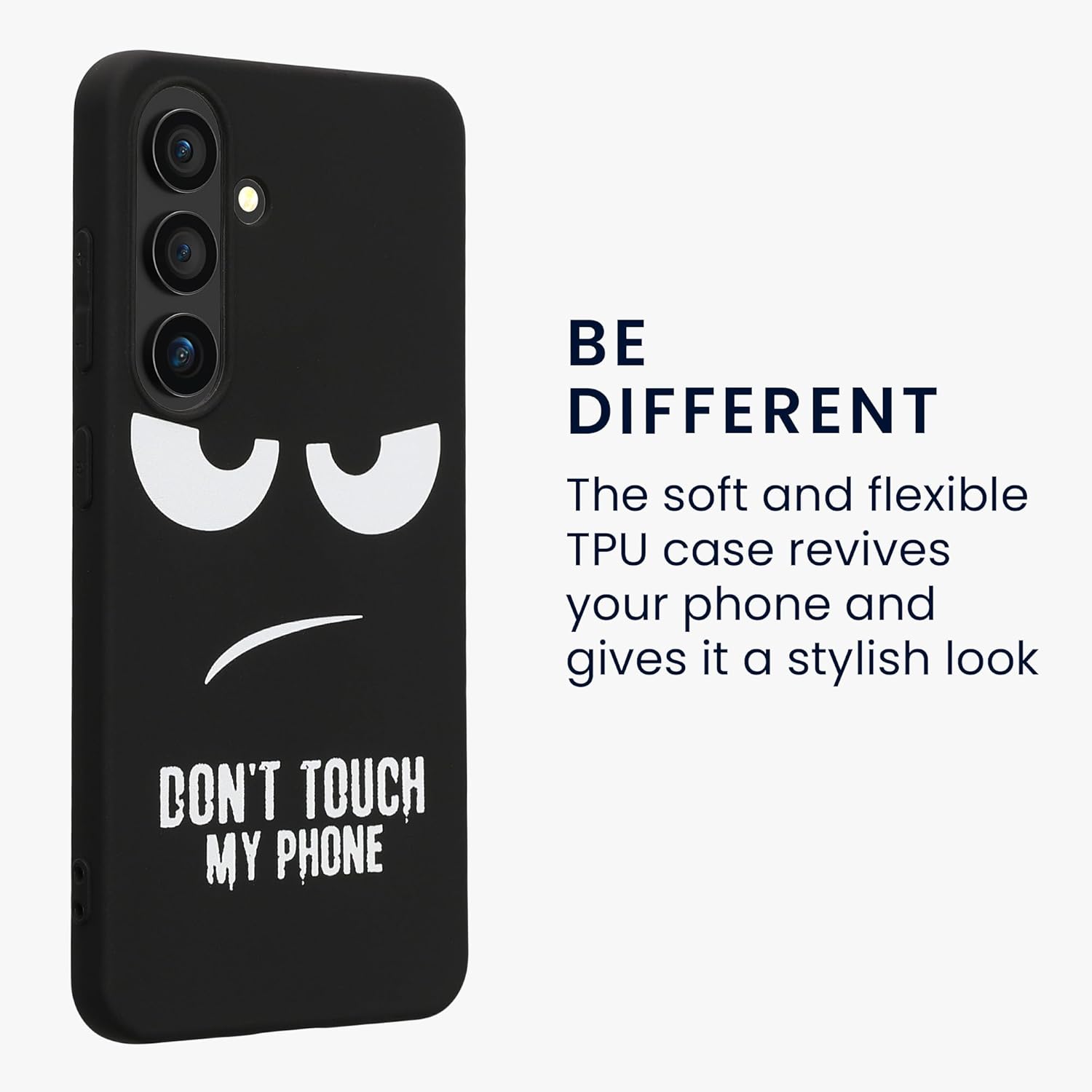 KW Samsung Galaxy S24 Θήκη Σιλικόνης Design Don't Touch My Phone - Black / White