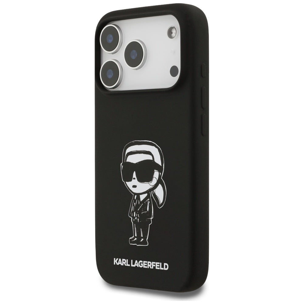 Karl Lagerfeld iPhone 17 Pro - Silicone Karl Sketch and Logo MagSafe - Σκληρή Θήκη με Πλαίσιο Σιλικόνης - Black - KLHMP17LSKIGROK
