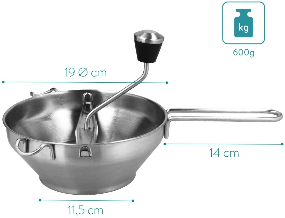 Navaris Μύλος Λαχανικών Χειρός από Ανοξείδωτο Ατσάλι με 3 Δίσκους Αλέσματος - Silver - 47369.01
