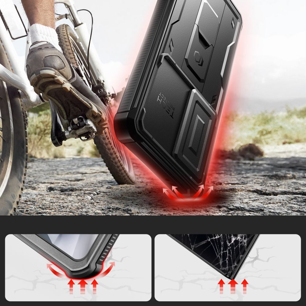 Tech - Protect Samsung Galaxy S24 Ultra Kevlar Cam+ Θήκη 360 Full Body με Προστασία για την Οθόνη και την Κάμερα και Stand - Black