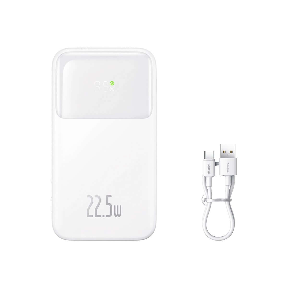 Baseus Comet Series Power Bank 10000mAh 22.5W με Ενσωματωμένα Καλώδια Type-C και Lightning - White - PPMD020002