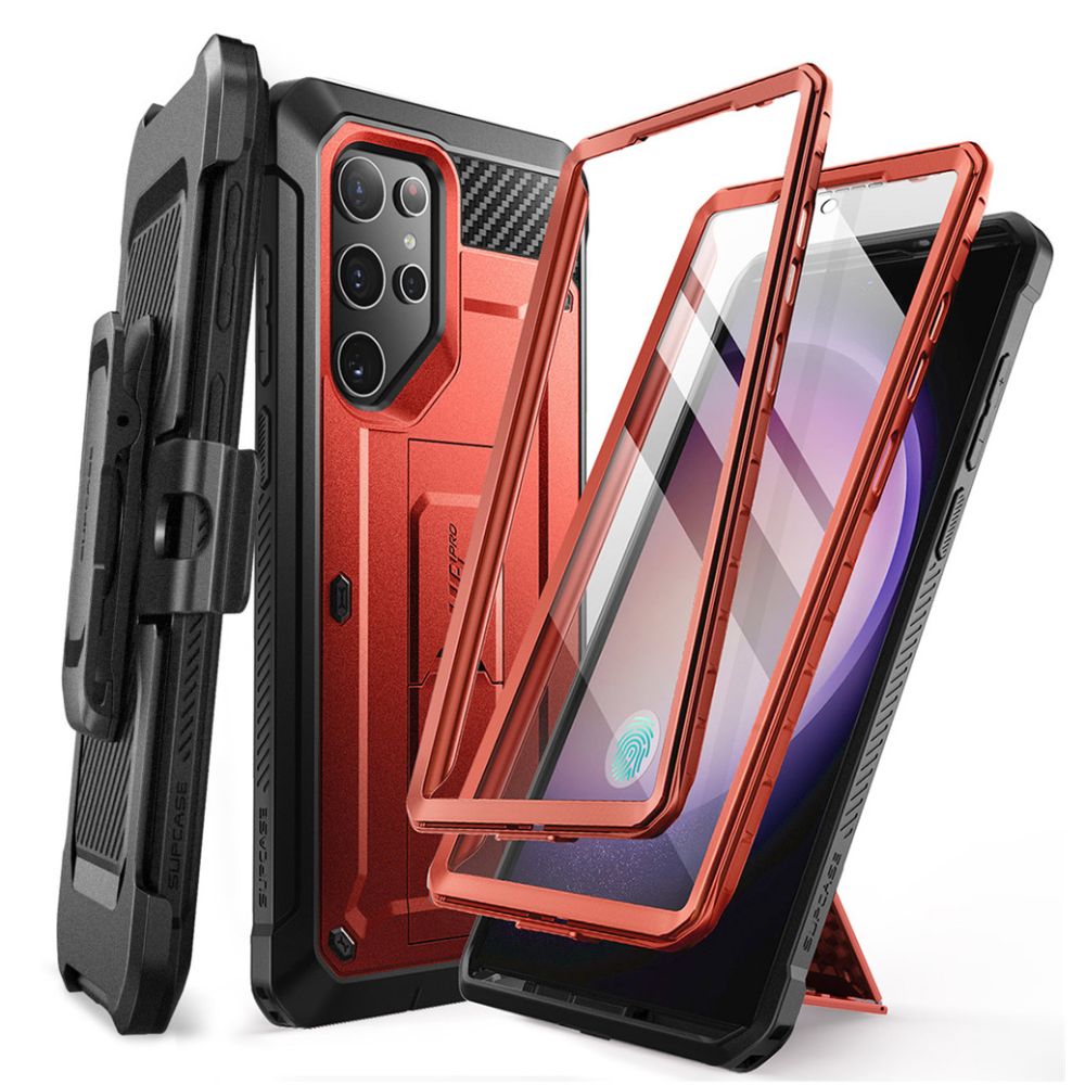 Supcase Samsung Galaxy S24 Ultra Unicorn Beetle Pro 2 Σκληρή Θήκη με Προστασία Οθόνης και Stand - Red
