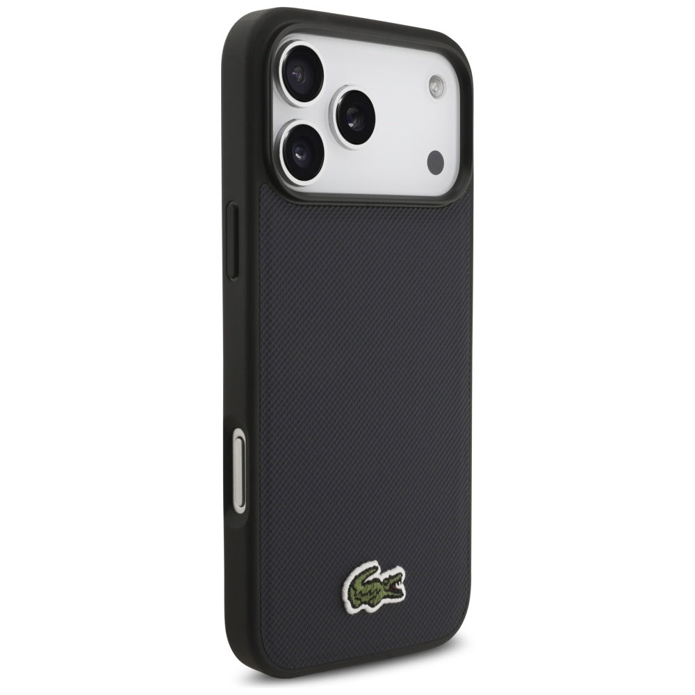 Lacoste iPhone 17 Pro Max - Iconic Petit Pique Woven Logo MagSafe - Σκληρή Θήκη με Πλαίσιο Σιλικόνης - Navy Blue