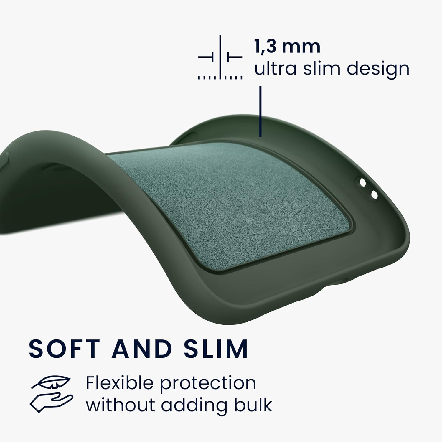 KW iPhone 16 Pro Θήκη Σιλικόνης TPU με Υποδοχή για Κάρτα - Dark Green