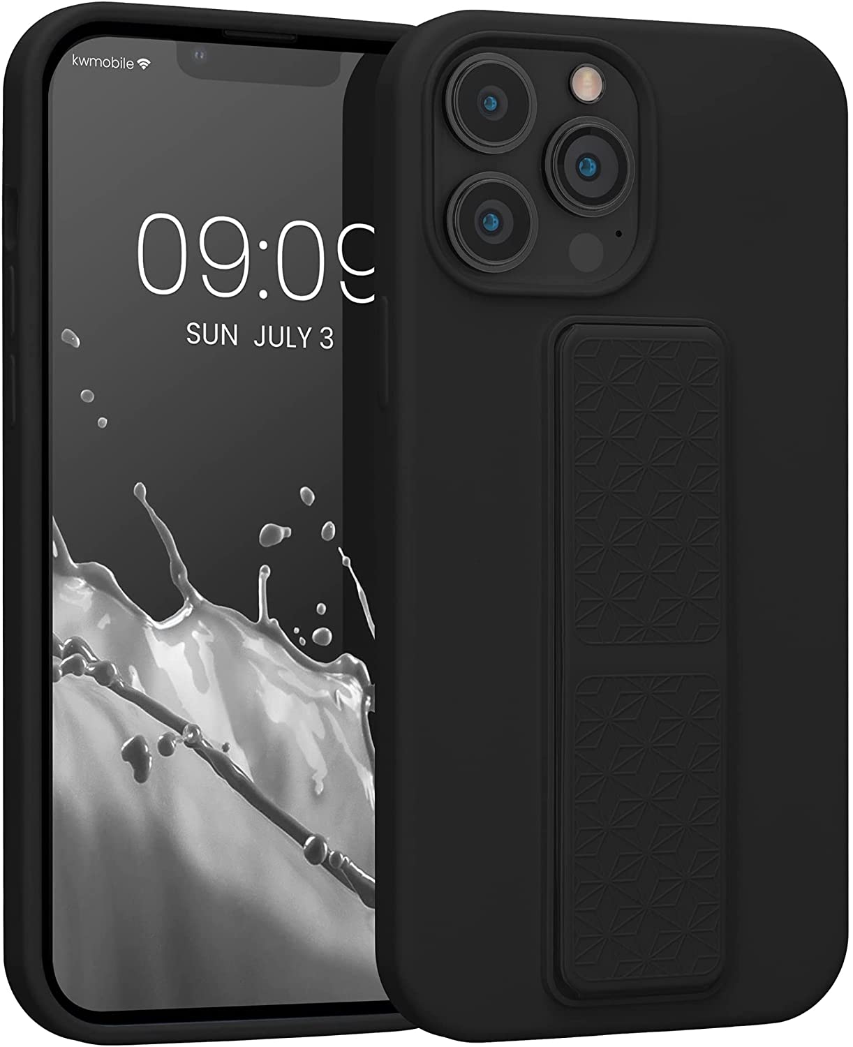 KW iPhone 13 Pro Max Θήκη Σιλικόνης TPU με Finger Holder - Black - 58278.01