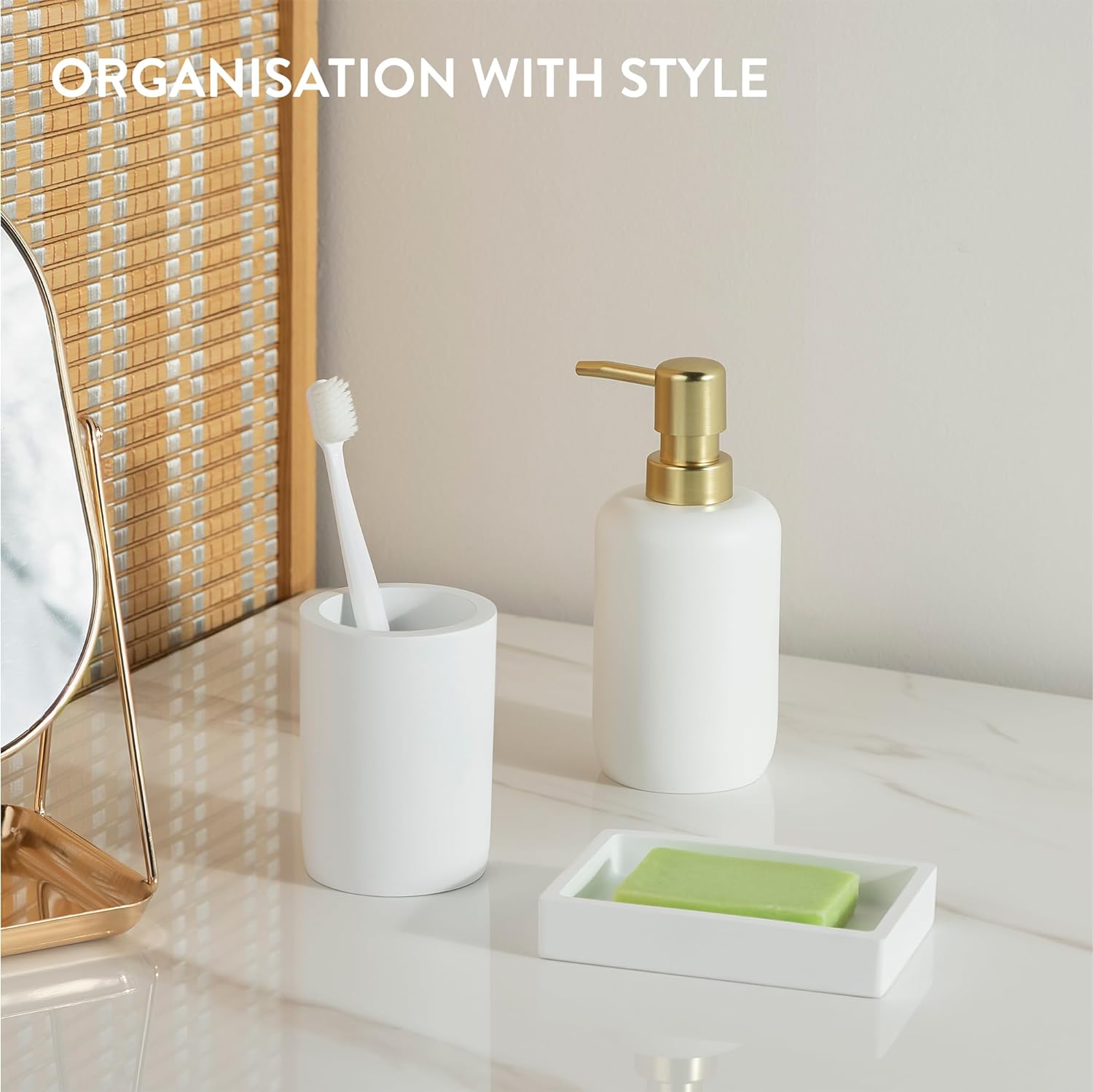 Navaris Αξεσουάρ Μπάνιου Σετ 3 τεμαχίων - White - 56525.02