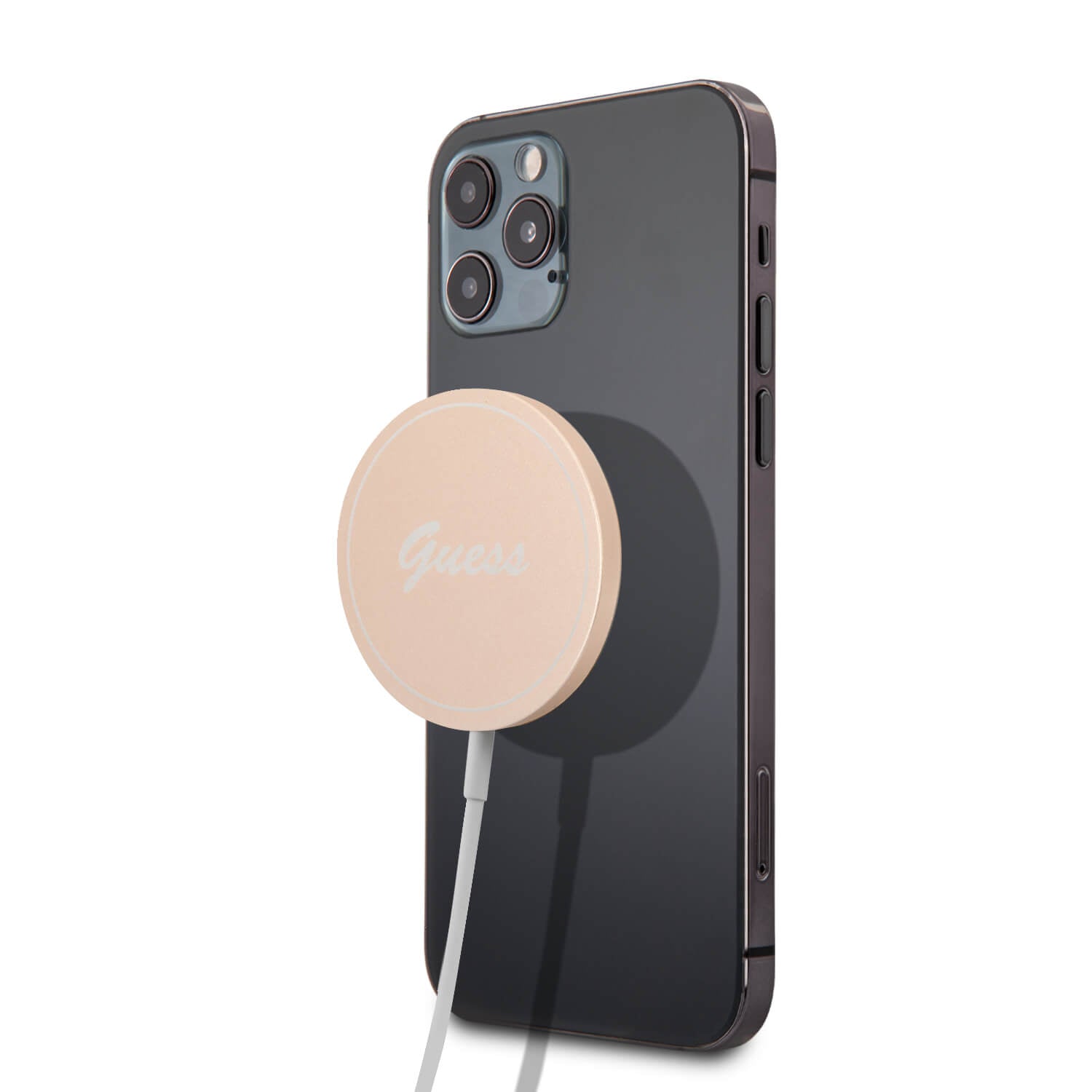 Guess Induction Charger - Ασύρματος Φορτιστής MagSafe με Καλώδιο Type-C 15W - Gold