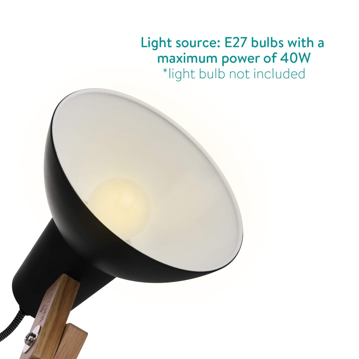 Navaris Wooden Desk Lamp Επιτραπέζιο Φωτιστικό από Ξύλο - Brown / Black - 49125.01