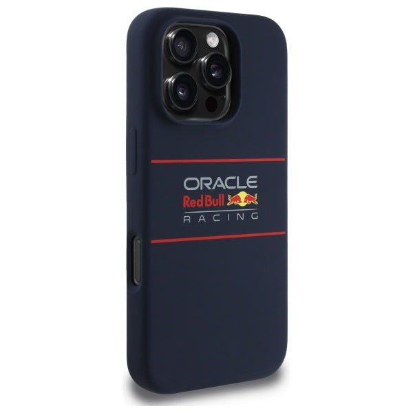 Red Bull iPhone 16 Pro - Silicone Horizontal Logo - MagSafe Σκληρή Θήκη με Πλαίσιο Σιλικόνης - Navy - RBHMP16L24SIHSRV