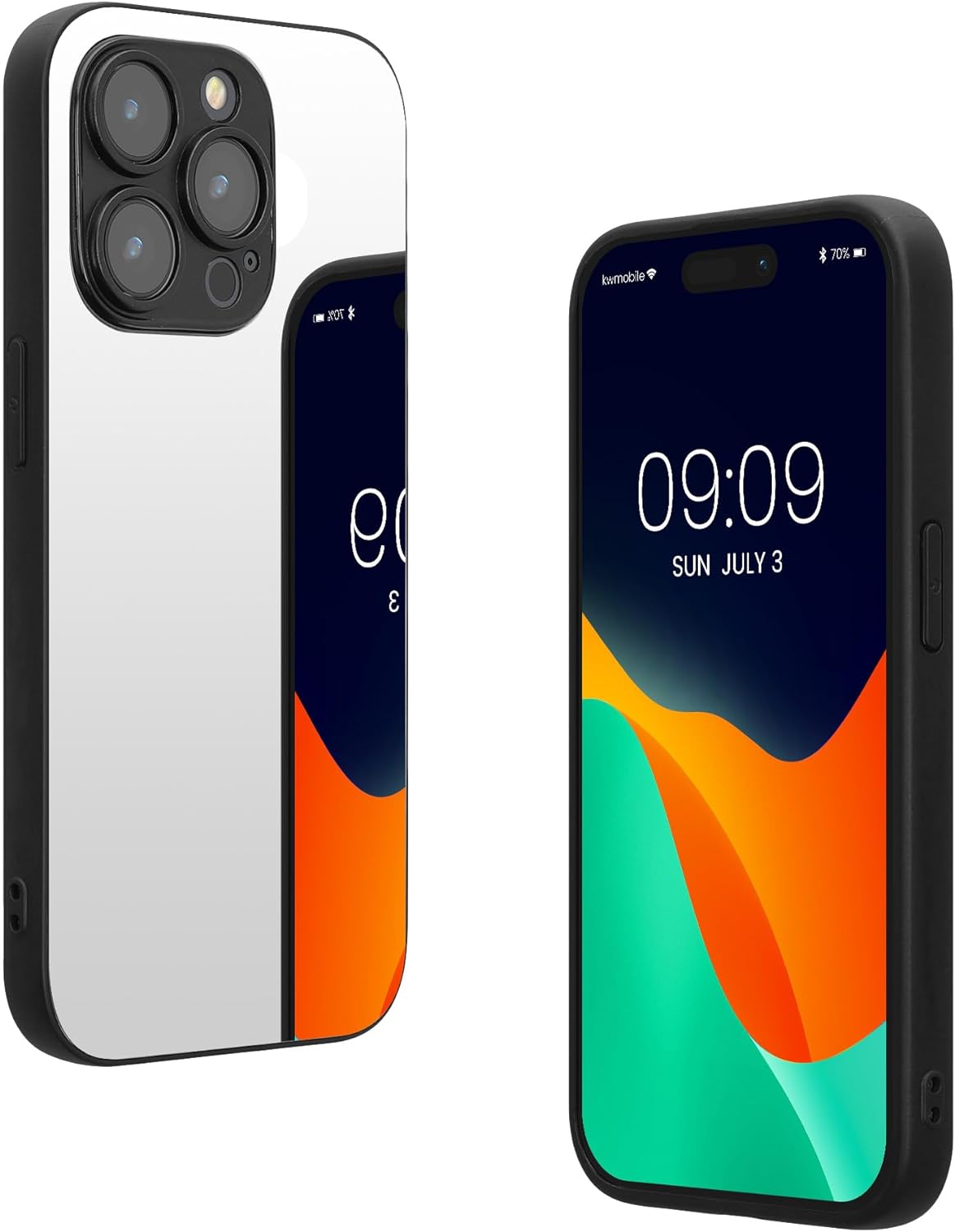 KW iPhone 15 Pro Σκληρή Θήκη Καθρέφτης με Πλαίσιο Σιλικόνης - Silver Mirror