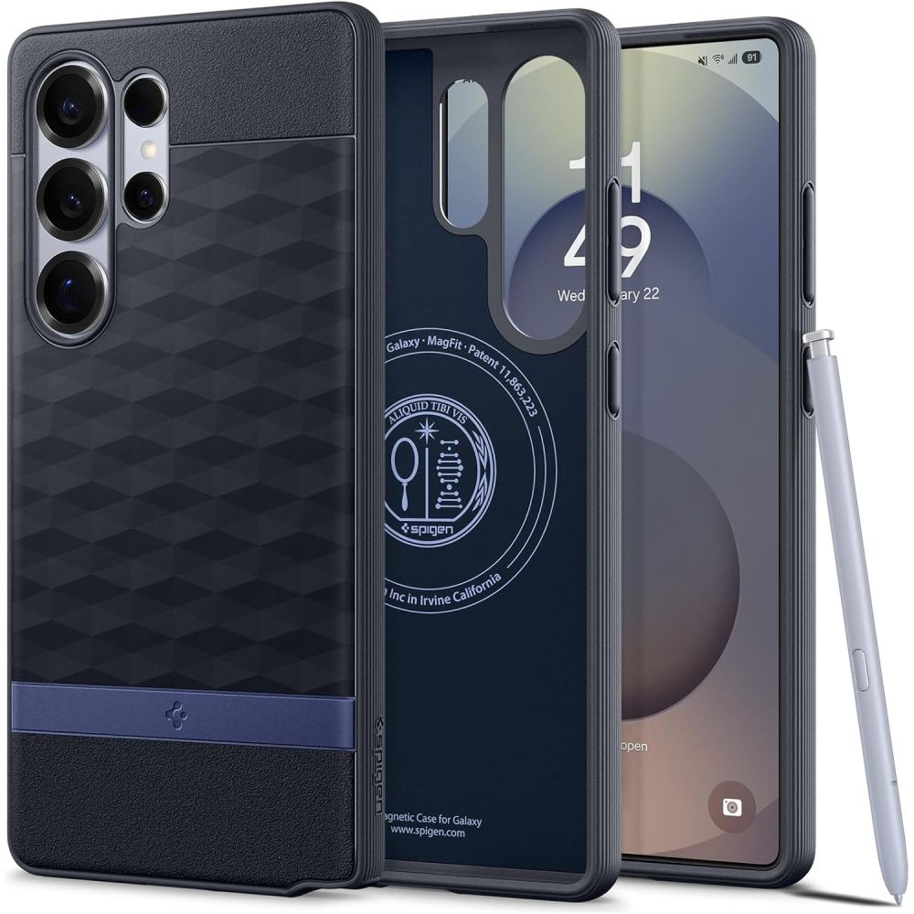 Spigen Samsung Galaxy S25 Ultra - Parallax Mag Θήκη Σιλικόνης με Σκληρό Πλαίσιο και MagSafe - Navy Violet
